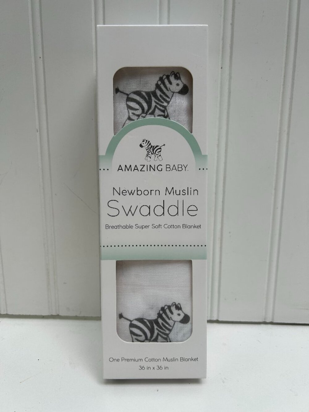 Amazing Baby Newborn Muslin Swaddle White with Black Zebras 36" x 36"